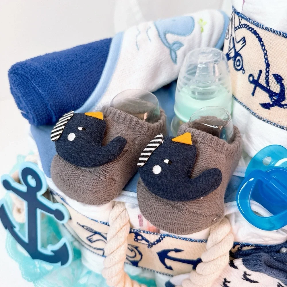 Ship Diaper Cake, Nautical Baby Shower